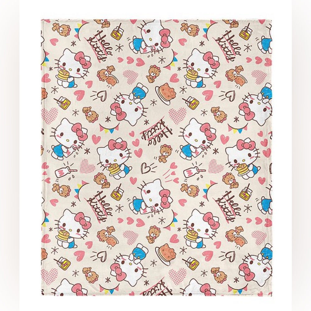 Hello Kitty “Breakfast Time” Graphic Throw Blanket- New